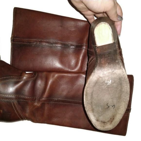 Frye Knee High Boots Brown Red Color Size 6.5 - Picture 4 of 7